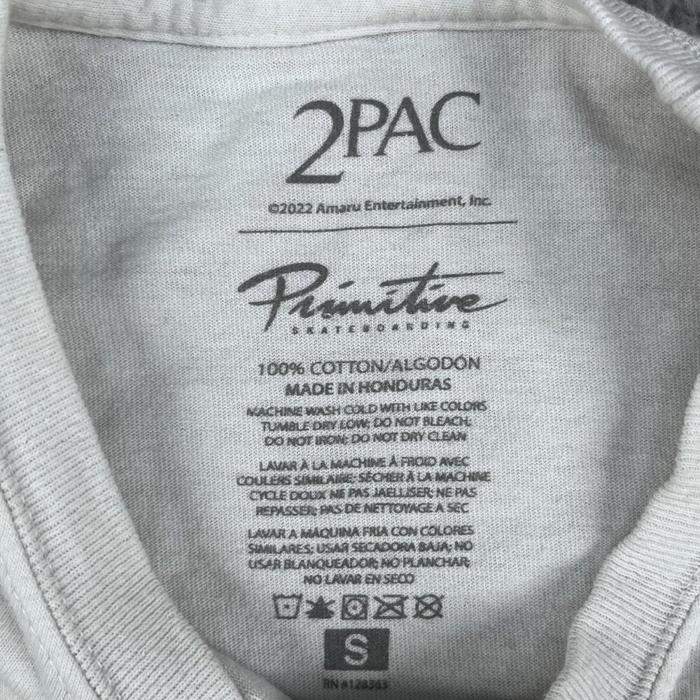 Primitive Skateboarding 2Pac Tupac Smoke White T-Shirt Sz‎ Small - Picture 3 of 3